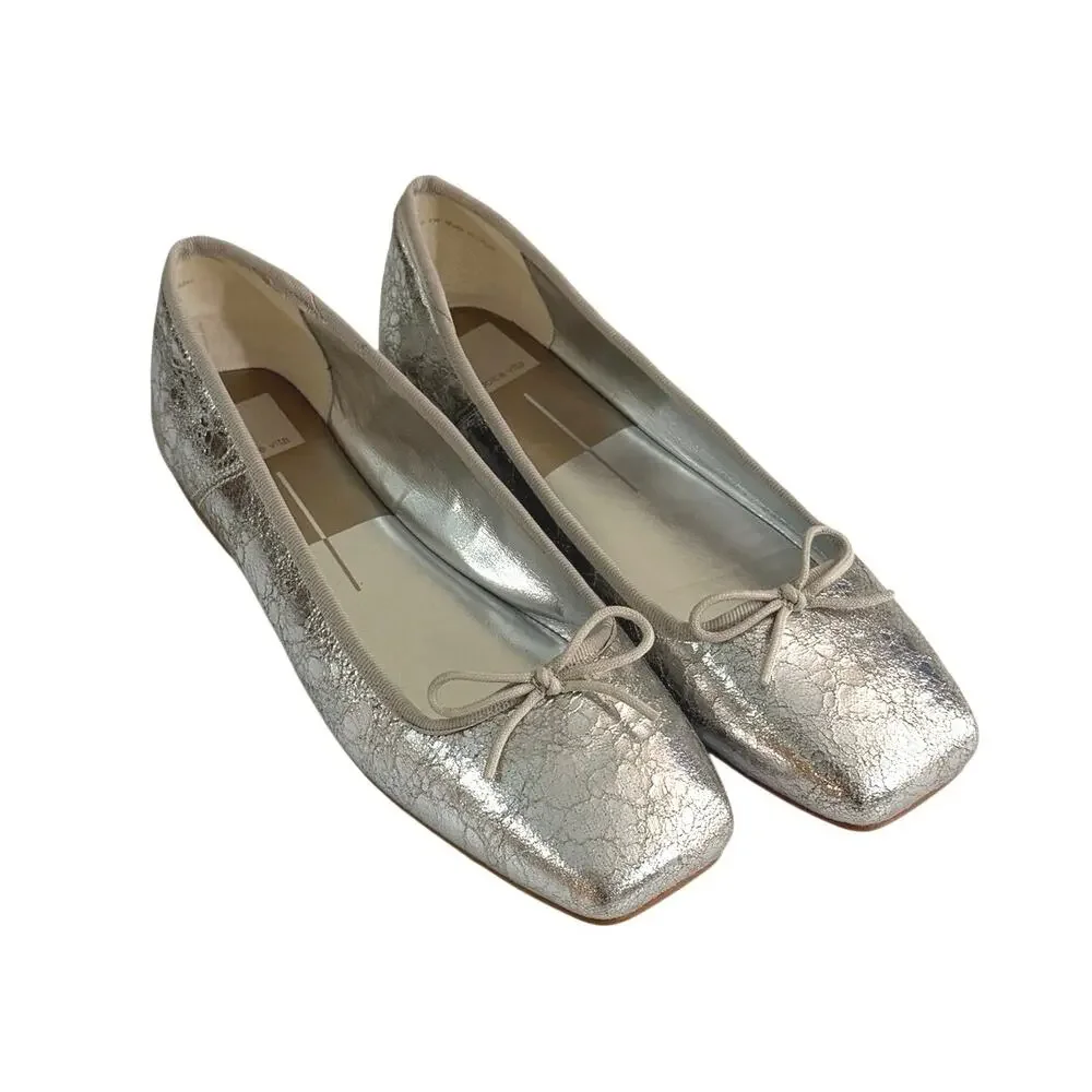 New without box dolce vita silver distressed leather anisa ballet flat size 9